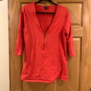 Red-orange Torrid Half Zip T-Shirt